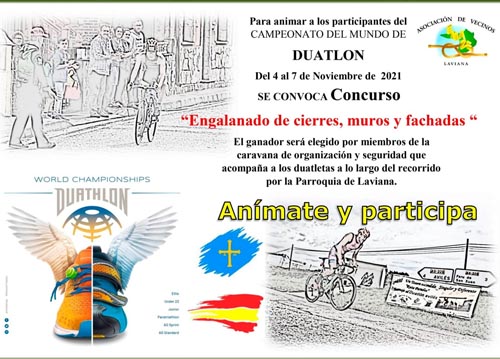 cartel del concurso de engalanado Campeonato del Mundo de Duatlon Avilés 2021